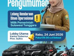 Pemprov Sultra Lelang Kendaraan Dinas Operasional